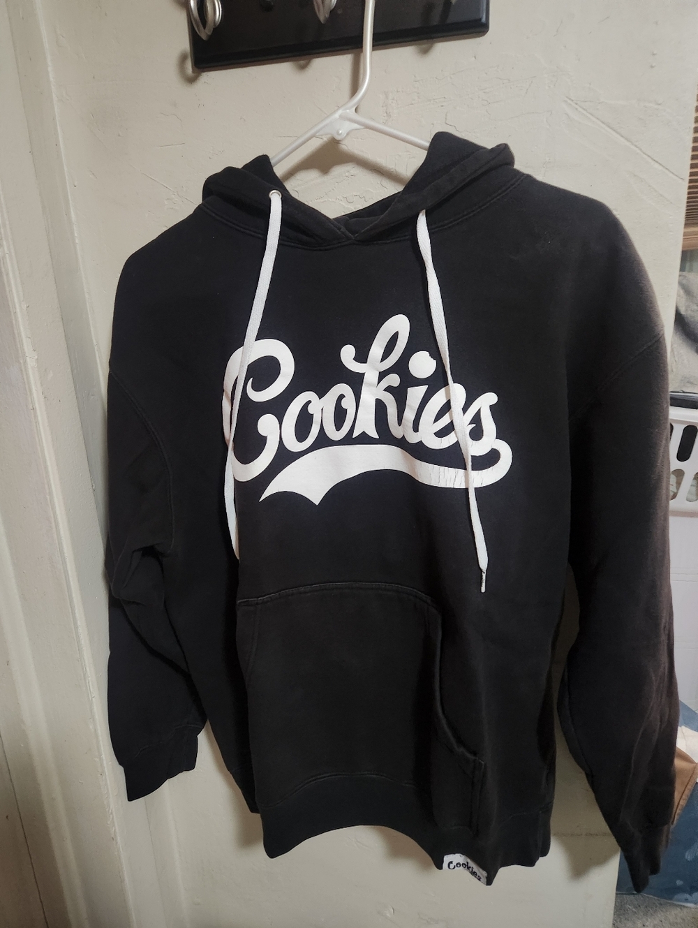 Cookies Black Hoodie with White Drawstrings and Logo Tag